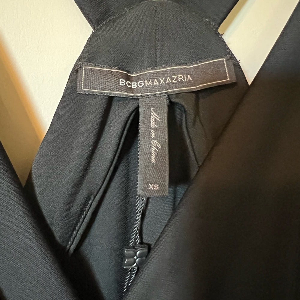 NWOT BCBG black dress midi drape front racer back never worn